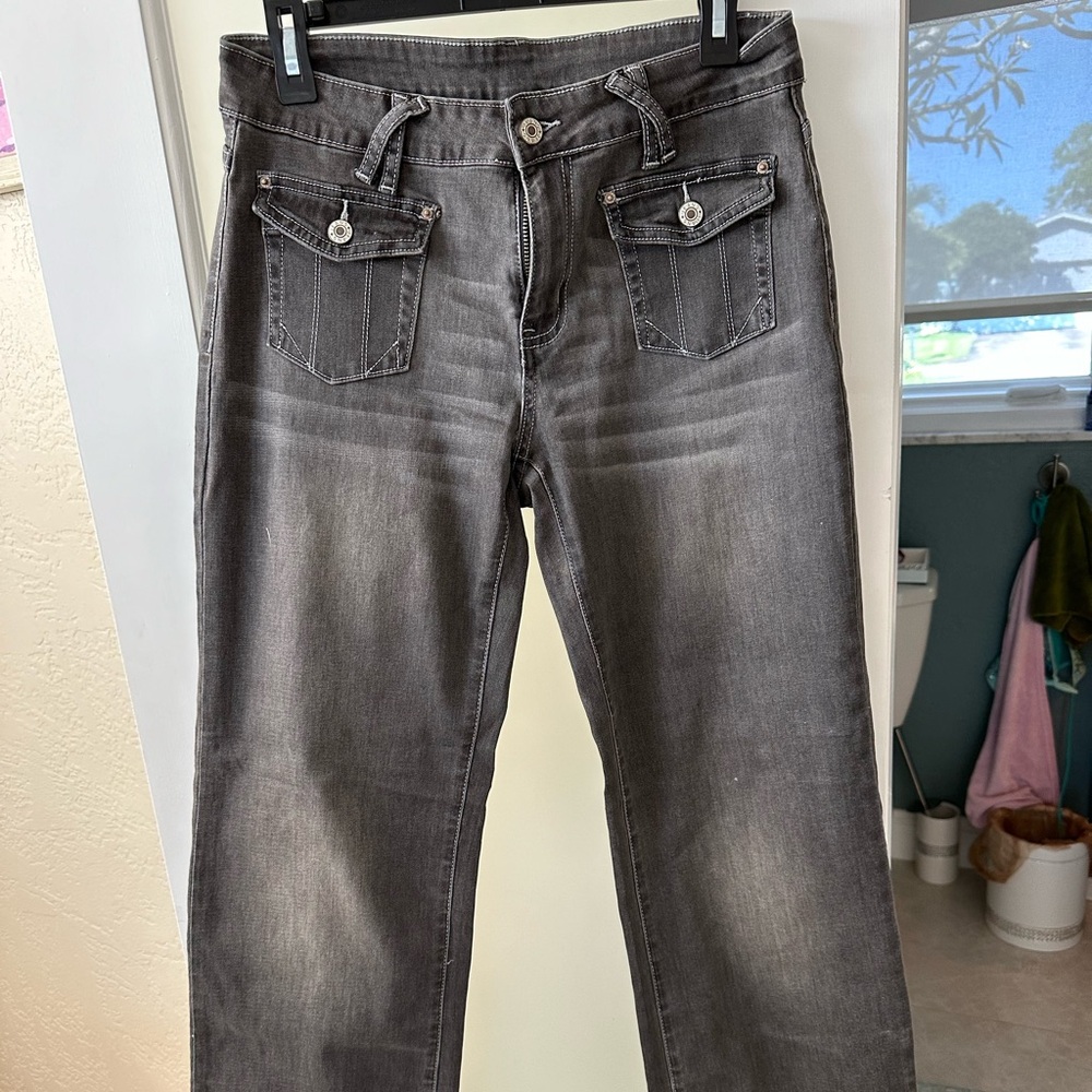 Gray wide leg jeans